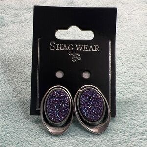 Silver and Purple Glitter Earrings
